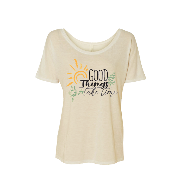 YF Active Good Things Take Time Slouchy Tee card image